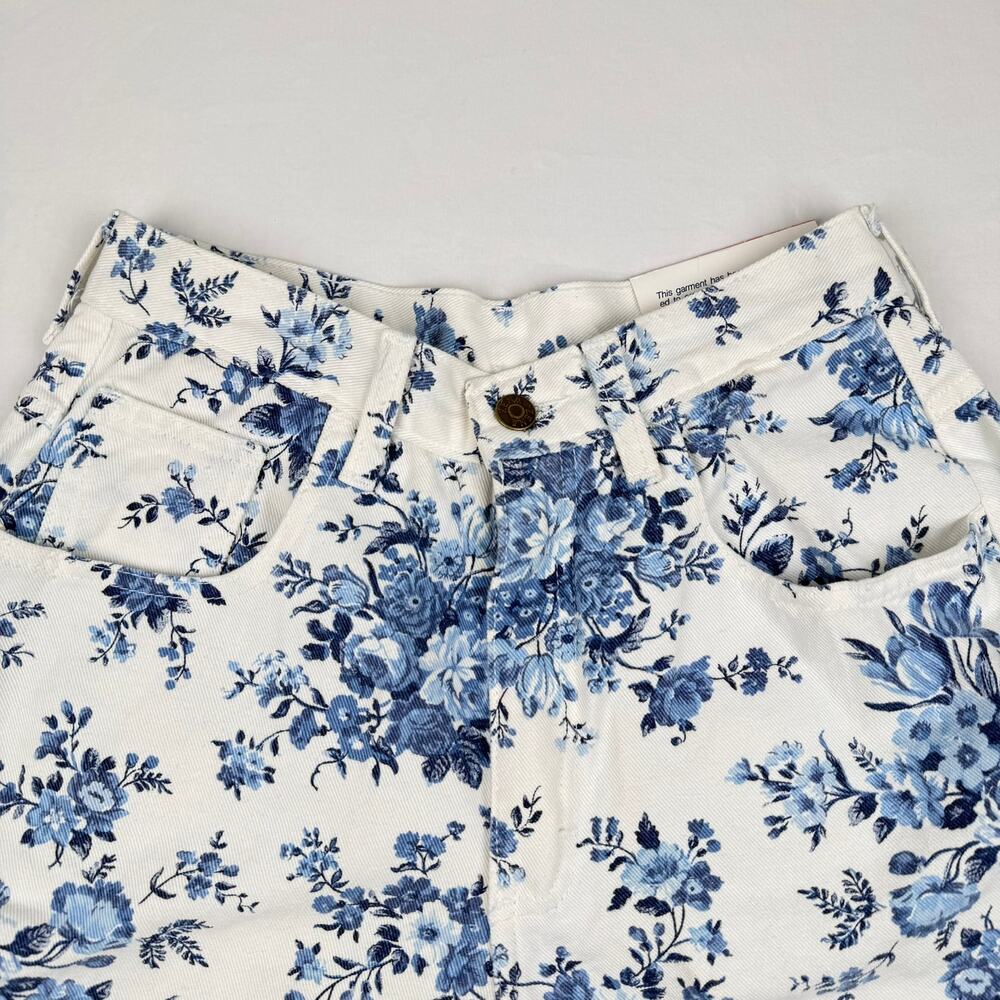 Vintage Zena II Floral Print White Denim Shorts Made in USA High Rise Size 8 NWT - Picture 4 of 14